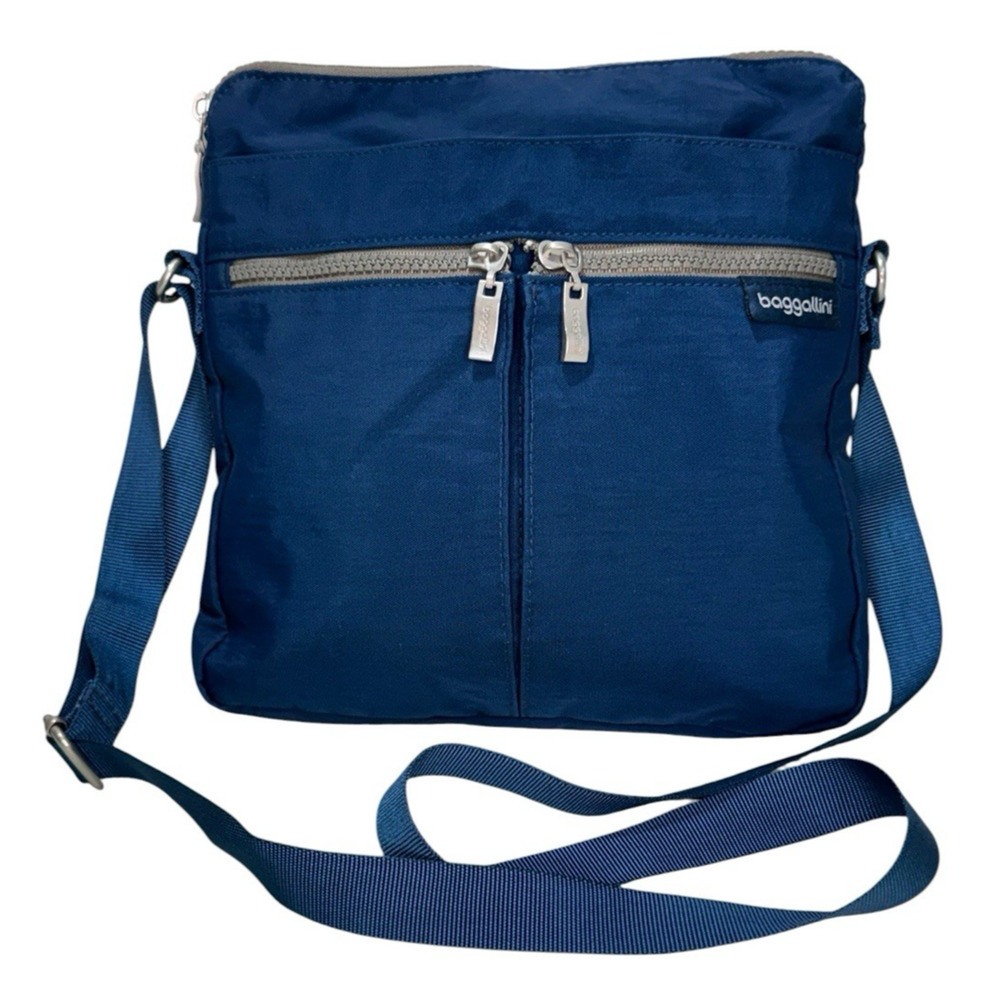 Baggallini Comrade Crossbody Bag Pacific Blue Organizer Travel Purse EXC